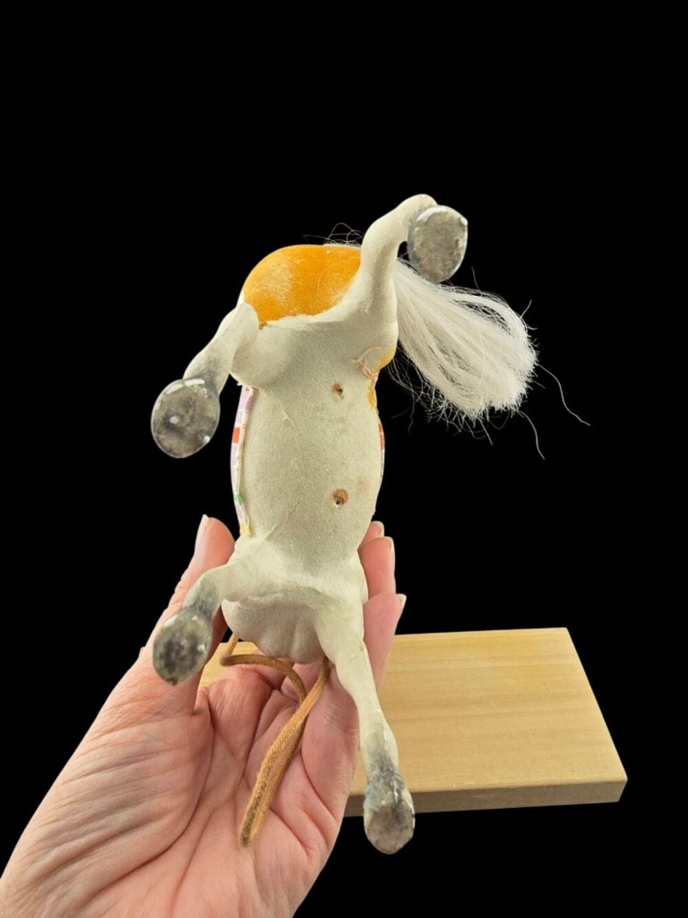 Handcrafted Native American Horse Figurine Painted Details & Feather Accents - Picture 11 of 13